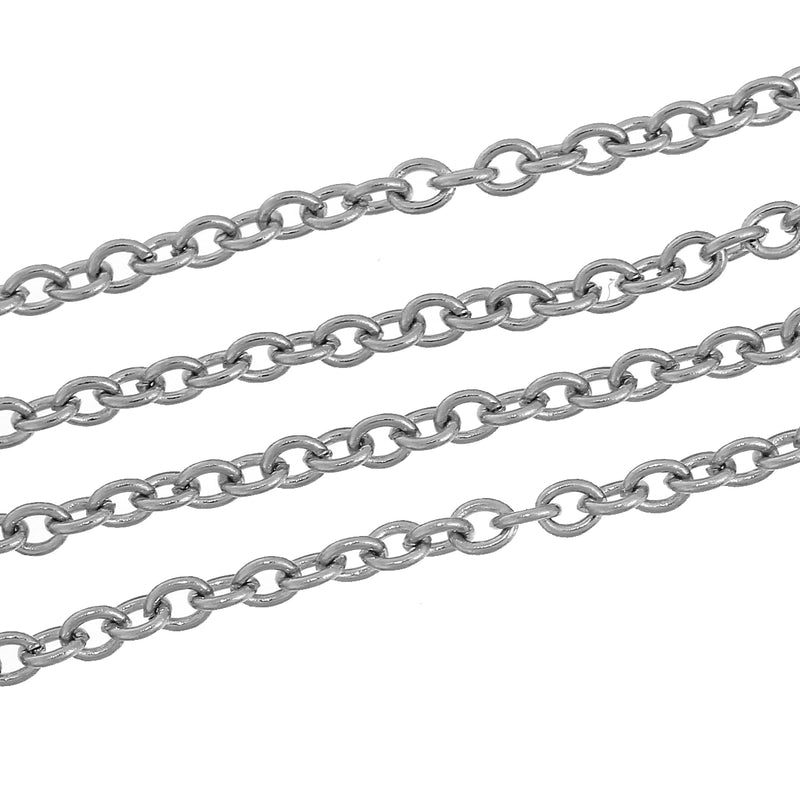 10 Stainless Steel CABLE LINK CHAIN Necklaces with Lobster Claw Clasp, oval links are 3x2.5mm, 23" long, fch0495a