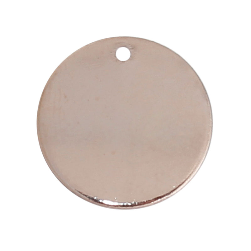 10 ROSE GOLD Blanks, Metal Stamping Blanks Charms, round circle disc, 15mm wide (5/8"), 16 gauge, msb0355
