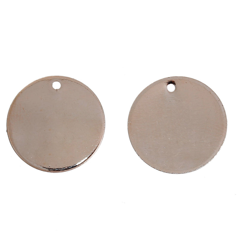 10 ROSE GOLD Blanks, Metal Stamping Blanks Charms, round circle disc, 15mm wide (5/8"), 16 gauge, msb0355