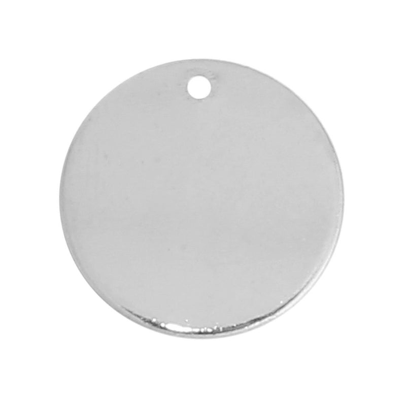 10 SILVER Plated Metal Stamping Blank Charm Pendant, round circle disc, 15mm wide (5/8"), very thick gauge, msb0366