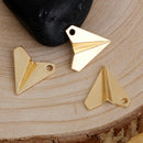 5 Gold ORIGAMI PAPER AIRPLANE Glider Charms, Bright Gold Plated Pendants, 17mm, chg0478