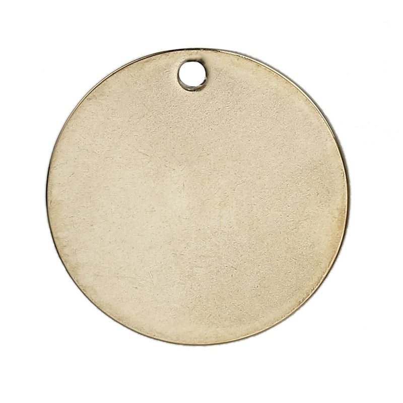 5 GOLD Stainless Steel Metal Stamping Blanks Charms ( 20mm, 3/4" ), ROUND DISC Tags, 19 gauge, msb0354