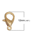 10 gold plated lobster clasps, 14K gold, 12mm x 7mm, fcl0255