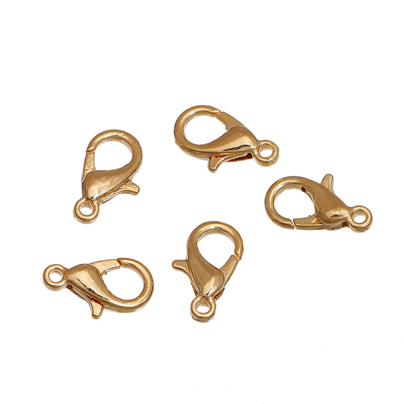 10 gold plated lobster clasps, 14K gold, 12mm x 7mm, fcl0255
