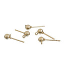 14k Gold Plated Ball Post Earrings, 4mm ball with Loop, 10 earrings (5 pairs) fin1030