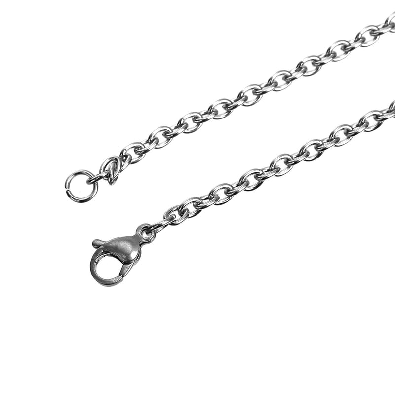 5 Stainless Steel CABLE LINK CHAIN Necklaces with Lobster Claw Clasp, oval links are 4x3mm, 23" long, fch0536a