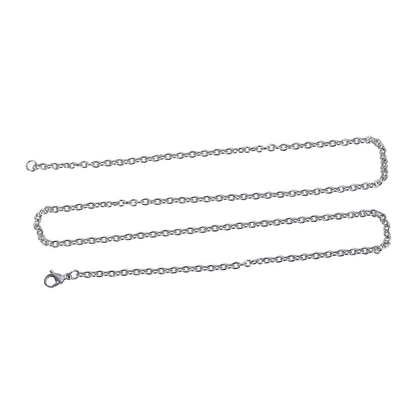 5 Stainless Steel CABLE LINK CHAIN Necklaces with Lobster Claw Clasp, oval links are 4x3mm, 23" long, fch0536a