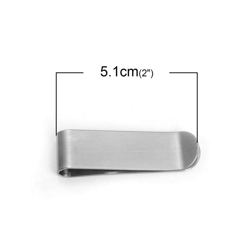 100 Stainless Steel MONEY CLIP Blanks, double sided money clips, slightly brushed finish, 2" x 5/8", msb0336x