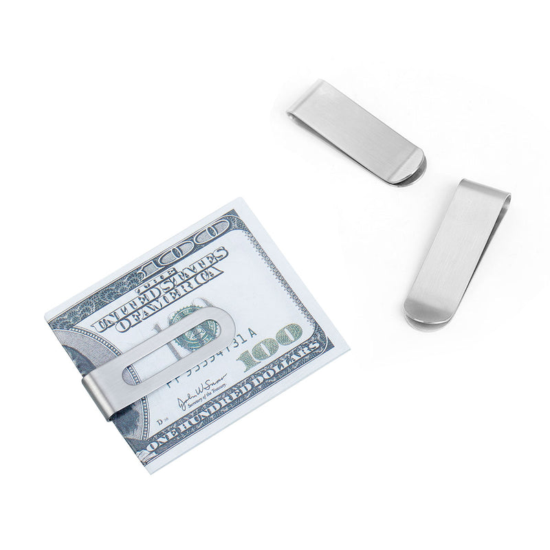 100 Stainless Steel MONEY CLIP Blanks, double sided money clips, slightly brushed finish, 2" x 5/8", msb0336x