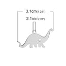 2 Stainless Steel DINOSAUR Charm Pendants, Design Metal Stamping Blanks 31x16mm, 15 gauge, chs2721