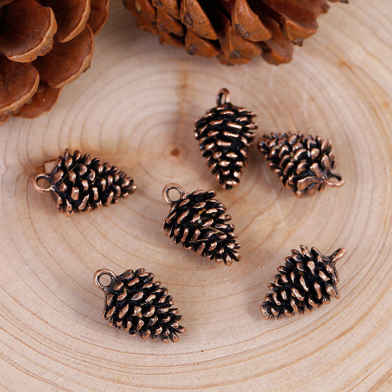 copper pine cone charms