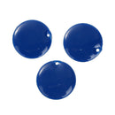 5 BLUE Enamel Dot Charms, Silver Round Circle Sequin Charms, double sided, 20mm (3/4"), chs3497
