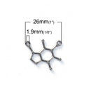 5 CAFFEINE Molecule Chemistry Charms Gunmetal 27x23mm, chs8056