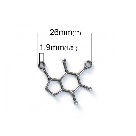 5 CAFFEINE Molecule Chemistry Charms Gunmetal 27x23mm, chs8056