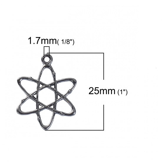 5 ATOM Molecule Chemistry Charms, Gunmetal Black, 25mm chs8058