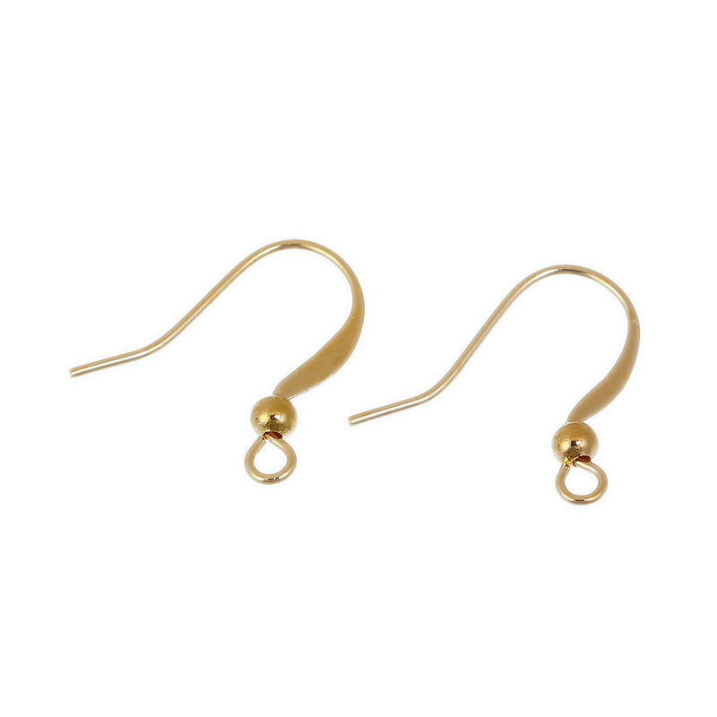 20 Bright Gold PLATED French Hook Earrings Ear Wires (10 pairs) fin0728a