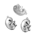 5 KIDNEY Charms, Anatomical Body Parts Pewter Charm Pendant, 28x19mm, chs3274