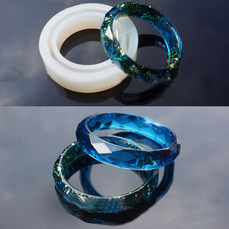 Resin BRACELET BANGLE MOLD, Silicone Mold to make faceted bangles, reusable, tol1078