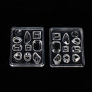 FACETED JEWELS Resin Mold, Silicone Mold to make shaped cabochons, kawaii, reusable, mold makes 10 shapes, tol0862