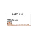 10 Rose Gold Metal Bobby Pins Hair Clips Blanks with bezel tray, fits 10mm round cabochons in bezel tray, fin0723