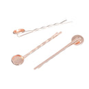 10 Rose Gold Metal Bobby Pins Hair Clips Blanks with bezel tray, fits 10mm round cabochons in bezel tray, fin0723