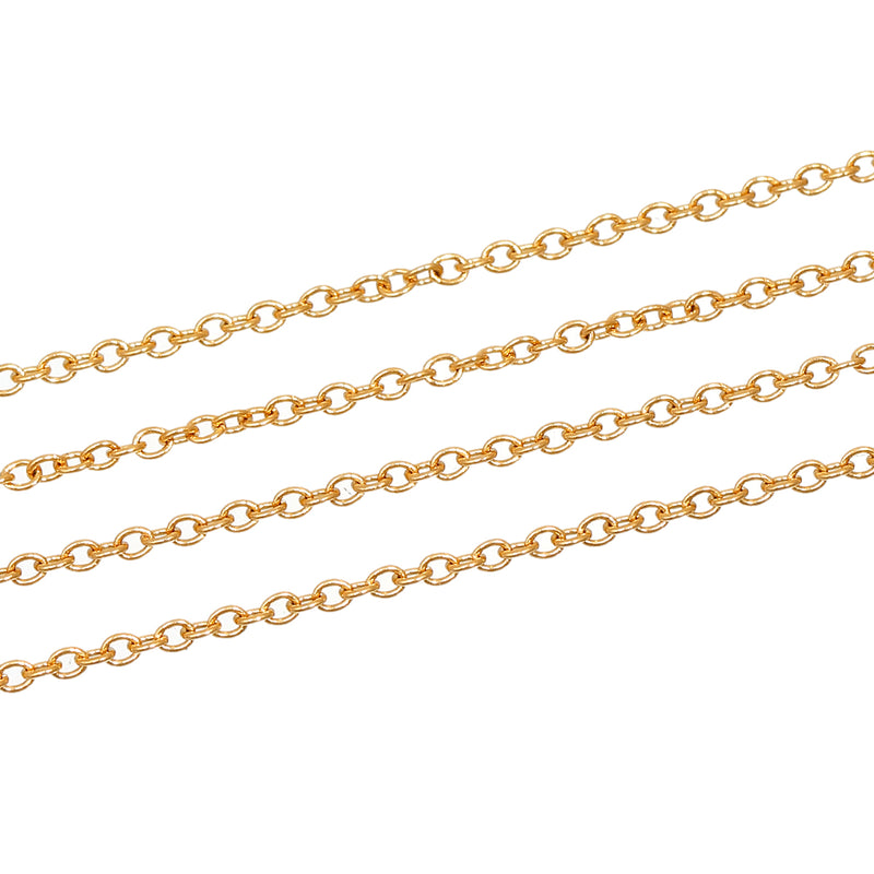 1 yard (3 feet) of GOLD STAINLESS STEEL Cable Link Chain, fine chain, thin chain, oval soldered links are 2mm x 1.6mm  fch0634a