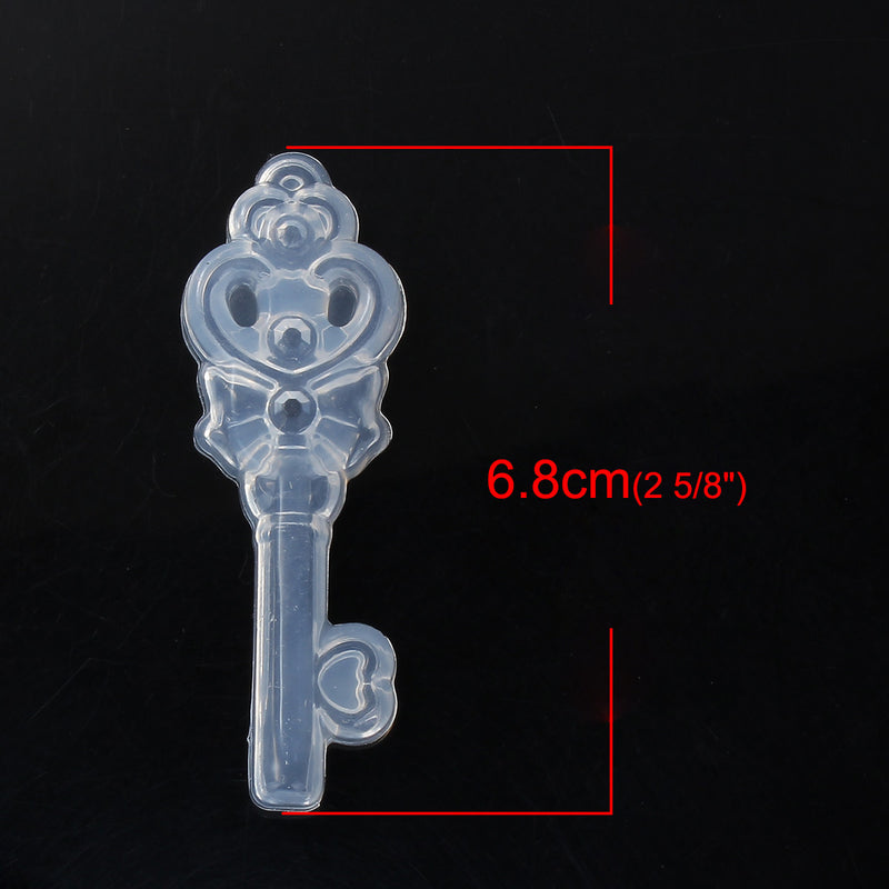 KEY RESIN MOLD, Silicone Mold to make fancy key shape charms 70x24mm (2-3/4" x 7/8") cabochons, reusable, tol0782