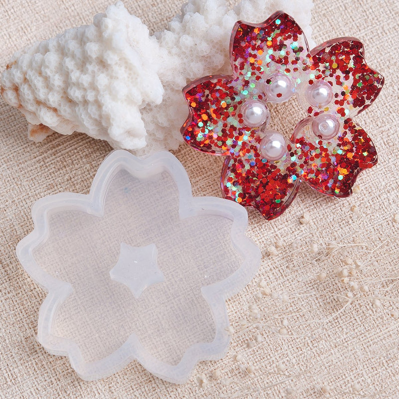 FLOWER RESIN MOLD, Silicone Mold to make shape 1-3/4", cabochons, flower charms, flower pendants, tol0830