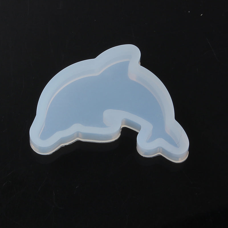 DOLPHIN RESIN MOLD, Silicone Mold to make shape 35mm (1-3/8") cabochons, reusable, tol0783