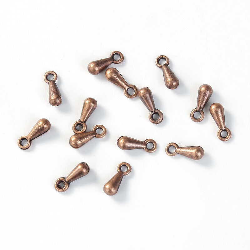 50 Copper Metal FINIAL DROPS Tag Charms for necklace/bracelet ends  7mm x 3mm  chs3068