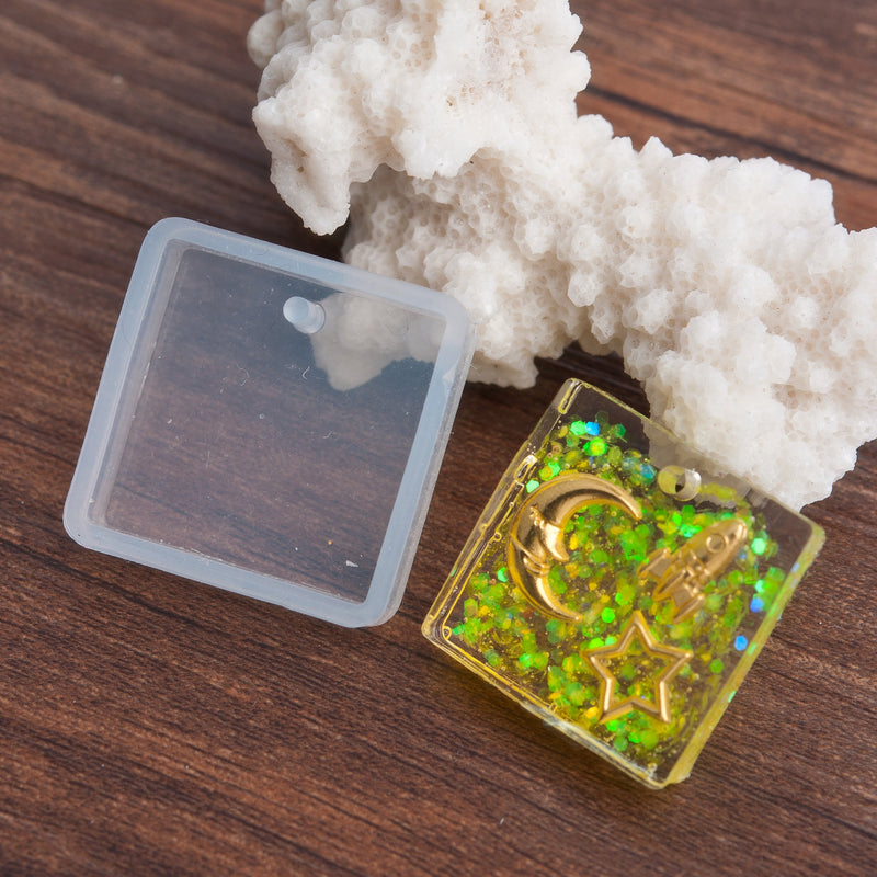 2 RESIN Square PENDANT MOLDS, Silicone Mold to make rectangular 2.5cm (1") charm pendants, reusable, tol0837