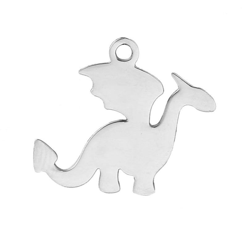2 Stainless Steel DRAGON Charms, Design Metal Stamping Blanks 18x16mm, 15 gauge, chs3099