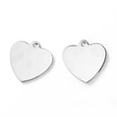 5 Silver Stainless Steel HEART Stamping Blanks, Jewelry Tags, Pendants, 20mm, 16 gauge, msb0453