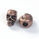 30 Copper SKULL Beads, Copper Metal Skull Beads with Large Hole, great for leather cord, 12mm, bme0413b
