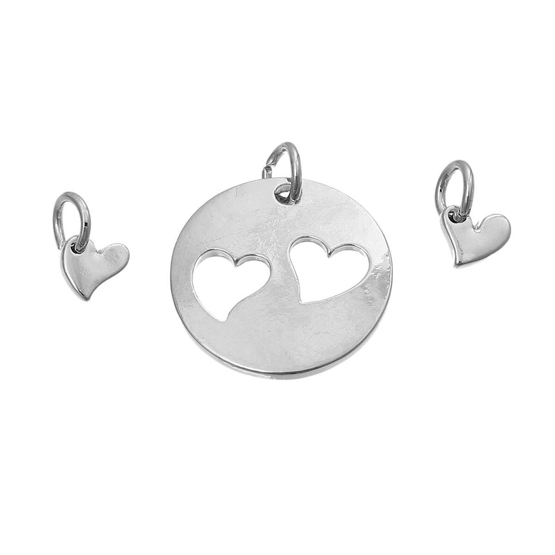 3 Sets CUTOUT HEARTS Charms, Mother Daughter Charms, Mommy and Baby Charms, 21mm and 7mm, chs3067