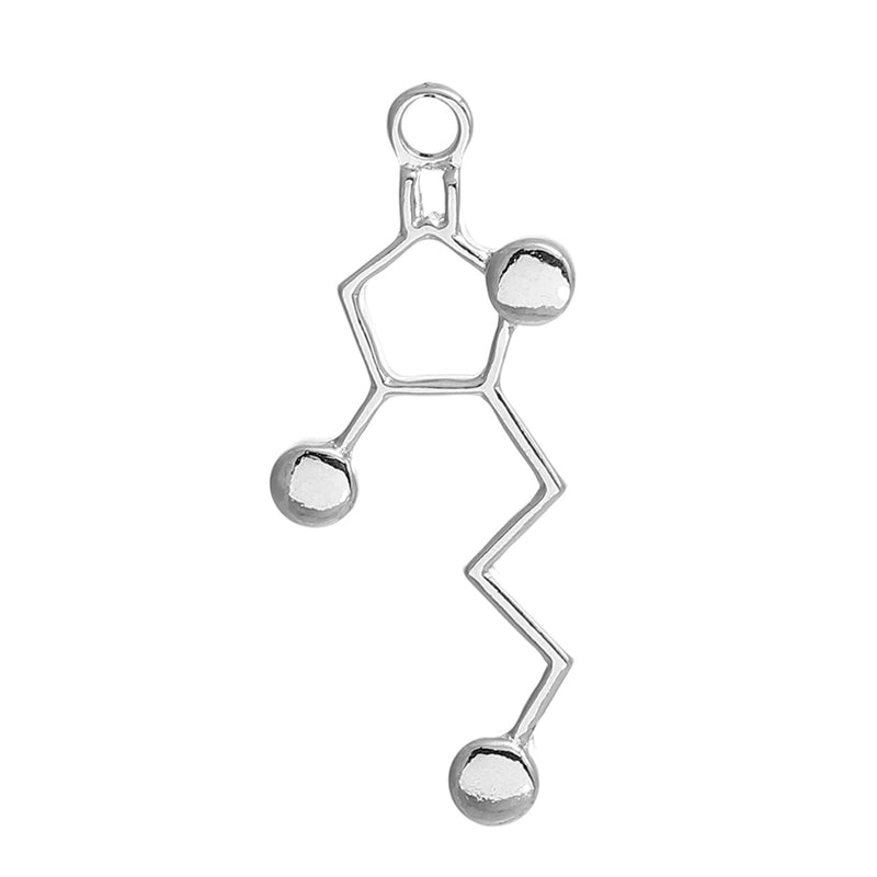 5 WHISKEY Molecule Chemistry Charms, WHISKY Silver Tone Charm Pendants, Science Charms, 50x20mm, chs3496