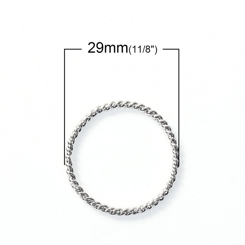 5 Circle Ring Charms, Silver Rope Charms, Silver Plated Metal OPEN Ring Charm Connector Links, 29mm, 1-1/8" diameter, chs3494