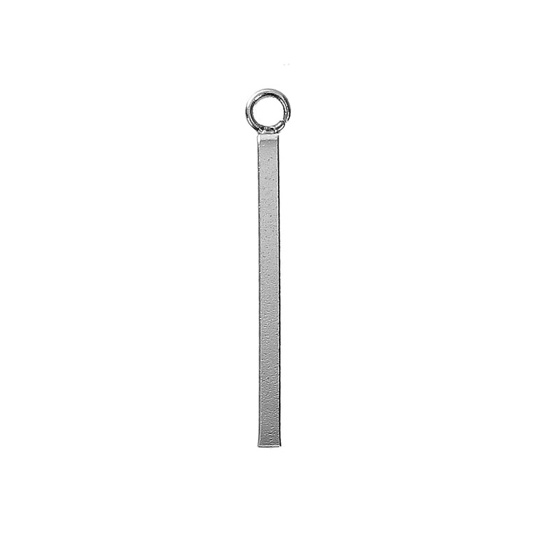 10 Stainless Steel Stick Charms, Skinny Silver Bar Charm Pendants, Square Bar Pendants, 23x3mm (7/8" long), chs3261