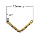 10 Chevron Metal Bar Connectors, Gold Metal, Hammered Metal, 25mm across, chs3278