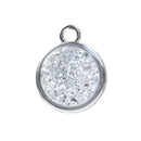 5 Silver Faux Druzy Charms, SILVER SPARKLE Resin Druzy, double sided charms, 18x15mm, chs3222