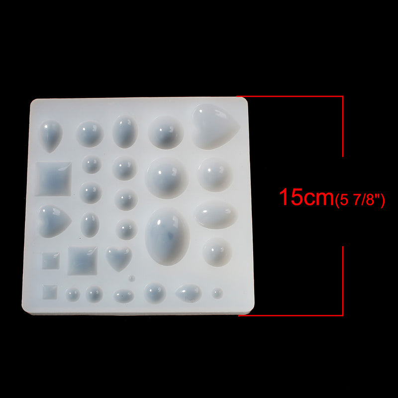 RESIN Mold, Silicone Mold to make dome shapes, reusable, mold makes 29 different sizes and shapes of cabochons, tol0777