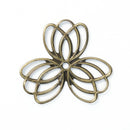 30 Bronze Metal Filigree Flat Wraps Connectors, Flower Shape, 37x35mm (1-1/4"x1-3/8")  fil0074