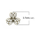 30 Bronze Metal Filigree Flat Wraps Connectors, Flower Shape, 37x35mm (1-1/4"x1-3/8")  fil0074