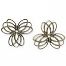30 Bronze Metal Filigree Flat Wraps Connectors, Flower Shape, 37x35mm (1-1/4"x1-3/8")  fil0074