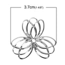 30 Bright Silver Metal Filigree Flat Wraps Connectors, Flower Shape, 37x35mm (1-1/4"x1-3/8")  fil0073