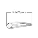 10 Silver Metal Hair Clips Blanks with bezel tray, fits 12mm round cabochons in bezel tray, fin0722