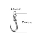 10 Silver FISH HOOK Charms, Fishhook Charms, Fishing Charms, Angler Charms, 23x10mm, chs3101
