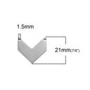 2 Stainless Steel Chevron Bar Connectors, Chevron Stamping Blanks, Polished Mirror Finish Stainless Steel Silver Metal, 20mm, chs3276