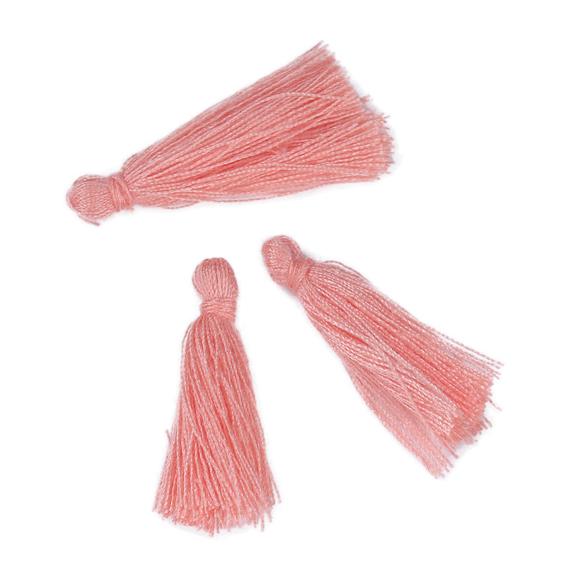 10 CORAL PINK TASSEL Charms, Rayon Fiber Tassels, 40mm long (about 1-5/8"), chs3394