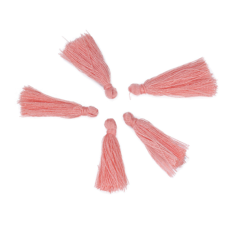 10 CORAL PINK TASSEL Charms, Rayon Fiber Tassels, 40mm long (about 1-5/8"), chs3394